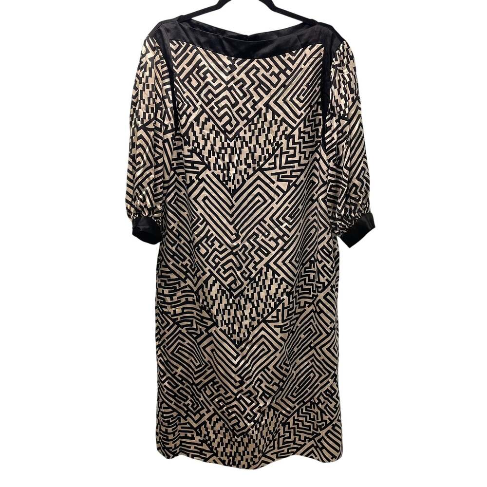 Jill Richards Dress Black White Geometric Midi Dress Shift 12